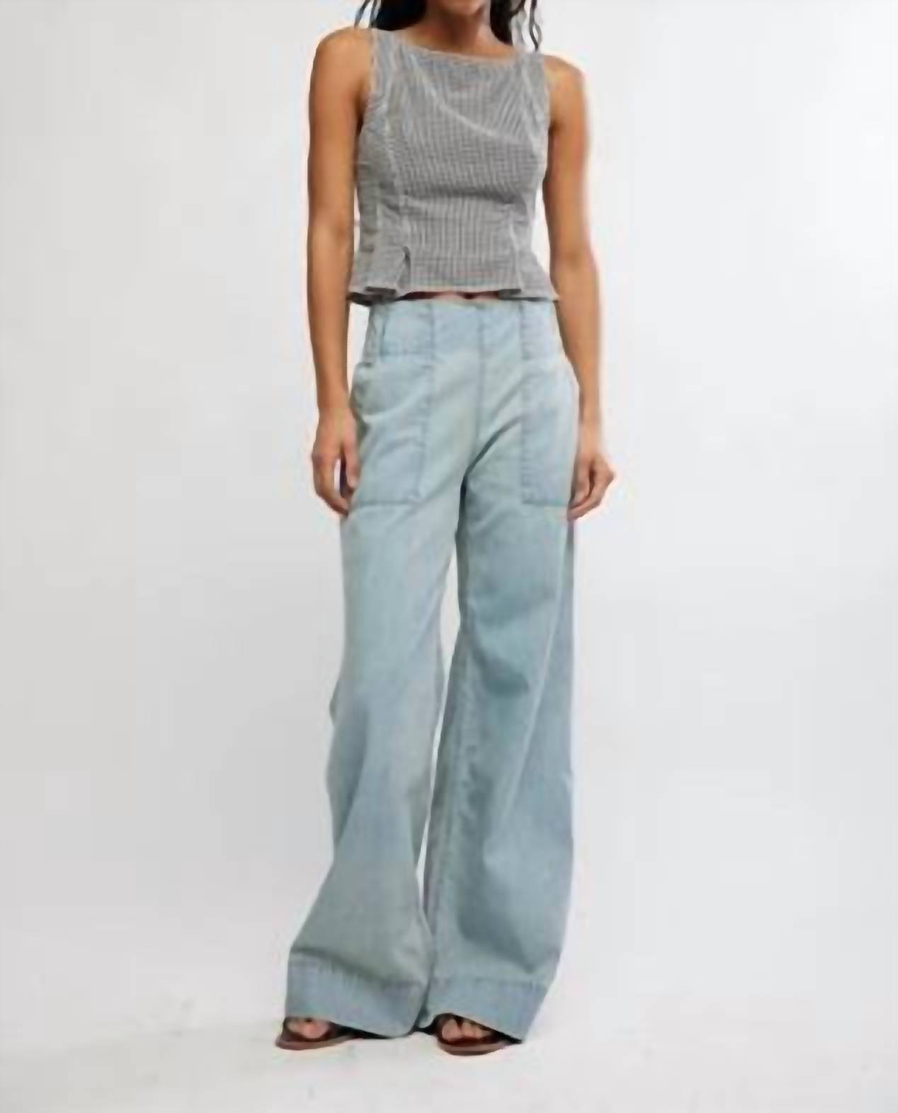 New Free People Sunfaded Sleeveless Top In Blue